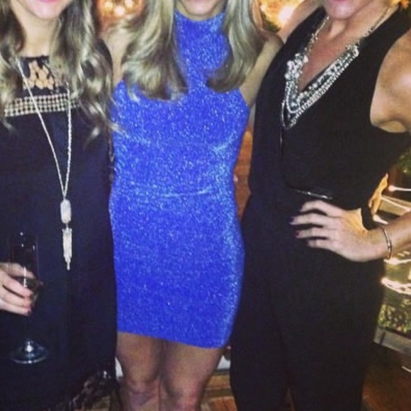 bebe Dresses & Skirts - BEBE‎ Blue Turtleneck Sleeveless Racerback Dress PS